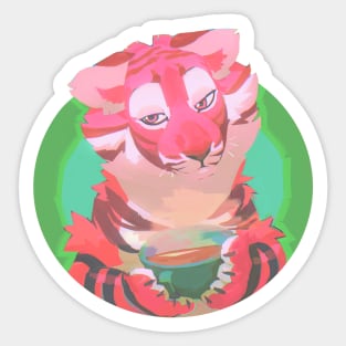 tea tiger (pink furry tiger) Sticker